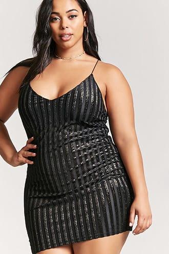 Forever21 Plus Size Velvet Stripe Dress