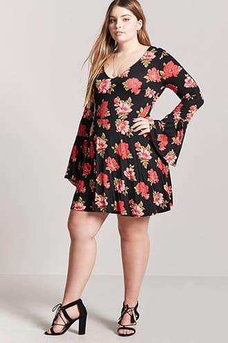 Forever21 Plus Size Floral Print Mini Skater Dress
