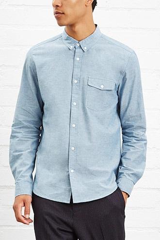 21 Men Men's  Chambray Button-front Shirt