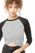 Forever21 Striped Twist-hem Raglan Top