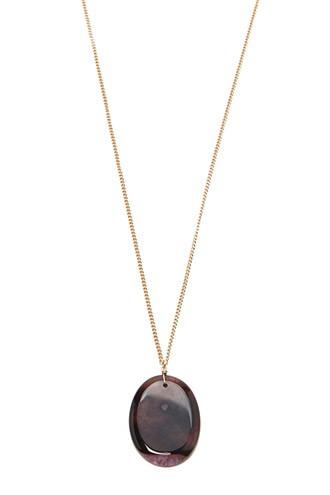 Forever21 Gold & Burgundy Faux Stone Pendant Necklace
