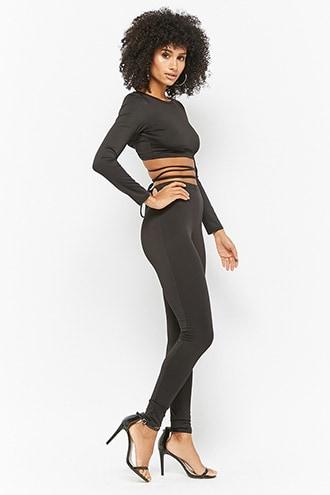 Forever21 Self-tie Crop Top & Leggings Set