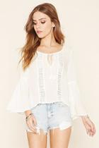 Forever21 Women's  Crochet Self-tie Peasant Top