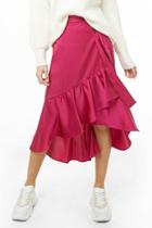 Forever21 Satin Ruffle High-low Skirt