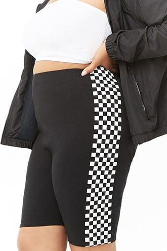 Forever21 Plus Size Checkered Biker Shorts