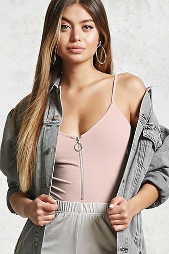 Forever21 Pull-ring Zip Bodysuit