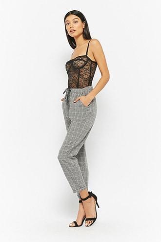 Forever21 Grid Print Drawstring Pants