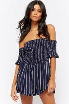 Forever21 Off-the-shoulder Pinstriped Top