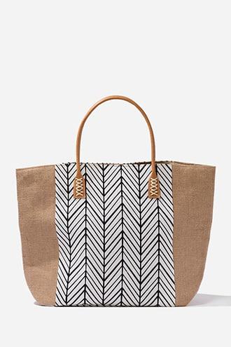Forever21 Straw & Chevron Tote Bag
