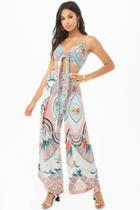 Forever21 Geo Tropical Knotted Cami & Tulip Pants Set