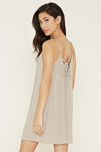 Forever21 Women's  Lace-up Gauze Mini Dress