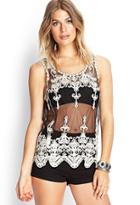 Forever21 Embroidered Mesh Tank