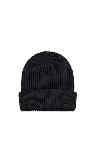 Forever21 Ribbed Fold-over Beanie (black)