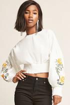 Forever21 Selfie Leslie Embroidered Balloon-sleeve Top