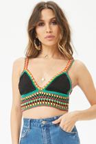 Forever21 Striped Crochet Crop Top
