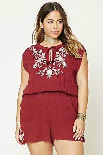 Forever21 Plus Size Embroidered Romper