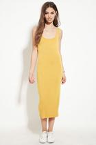 Forever21 Women's  Mustard Bodycon Midi Dress