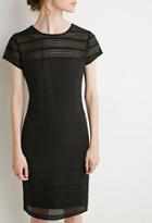 Love21 Women's  Shadow Stripe Cap-sleeve Dress (black)