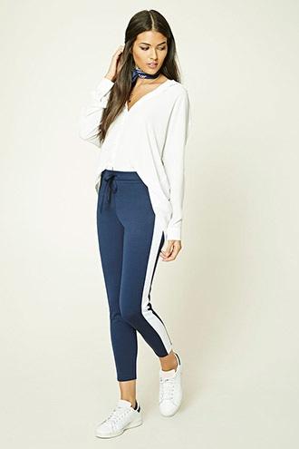 Love21 Women's Navy & White Contemporary Striped Pants
