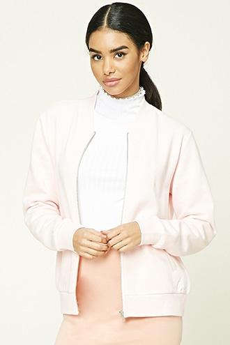 Forever21 Women's Blush Classic Zip Jacket