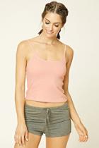 Forever21 Women's  Pink Ribbed Knit Pj Cami