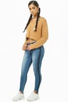 Forever21 Contrast-panel Step-hem Skinny Jeans