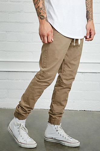 21 Men Men's  Khaki Drawstring Joggers