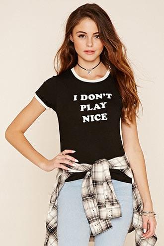 Forever21 Play Nice Ringer Tee