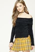Forever21 Fuzzy Off-the-shoulder Sweater
