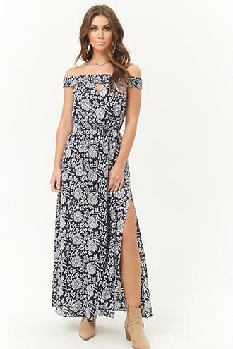 Forever21 Off-the-shoulder Ornate Maxi Dress