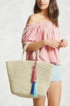 Forever21 Tasseled Straw Tote Bag