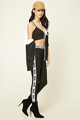 Forever21 Women's  Nyc Striped Leggings