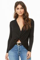 Forever21 Slub Knit Twist-front Top