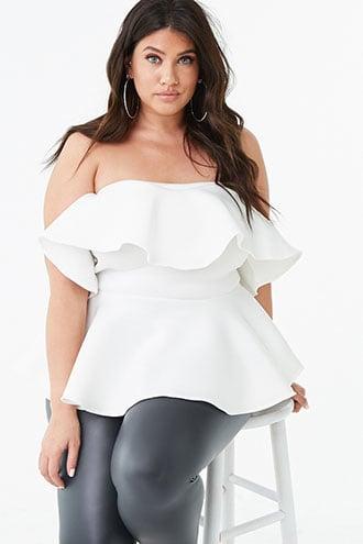 Forever21 Plus Size Scuba Flounce Tube Top