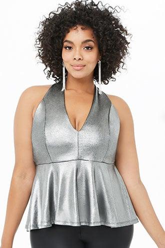 Forever21 Plus Size Metallic Halter Romper