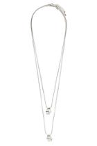 Forever21 Silver & Clear Geo Necklace Set