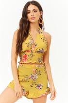 Forever21 Floral Print Halter Top & Shorts Set