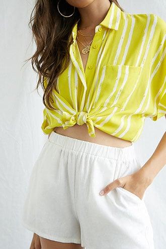 Forever21 Striped Cuff-sleeve Shirt