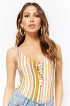 Forever21 Striped Tie-front Bodysuit
