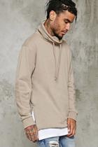 21 Men Men's  Taupe Hidden Zipper-hood Pullover