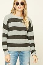 Love21 Women's  Charcoal & Grey Contemporary Striped Sweater