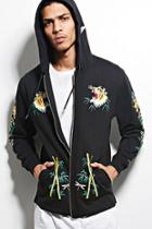 Forever21 Reason Embroidered Zip Hoodie