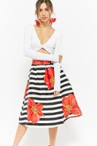 Forever21 Striped Floral Skirt