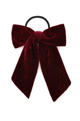 Forever21 Burgundy Velvet Bow Hair Tie