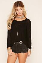 Forever21 Women's  Black V-back Knit Sweater