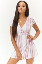 Forever21 Linen-blend Striped Wrap Dress