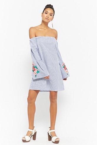 Forever21 Pinstriped Embroidered Tunic