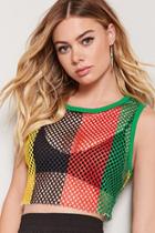 Forever21 Multicolored Mesh Crop Top