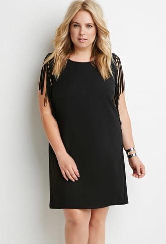 Forever21 Plus Knotted Fringe-trim Shift Dress