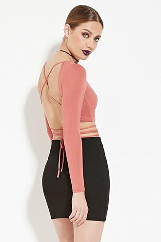 Forever21 Women's  Strappy Back Crop Top